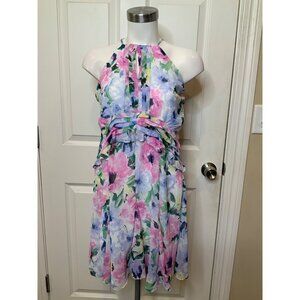 Tahari ASL Pastel Floral Crepe Ruffle Mini Dress NWT! Size 4